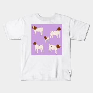 Boer Goats Pattern Purple Kids T-Shirt